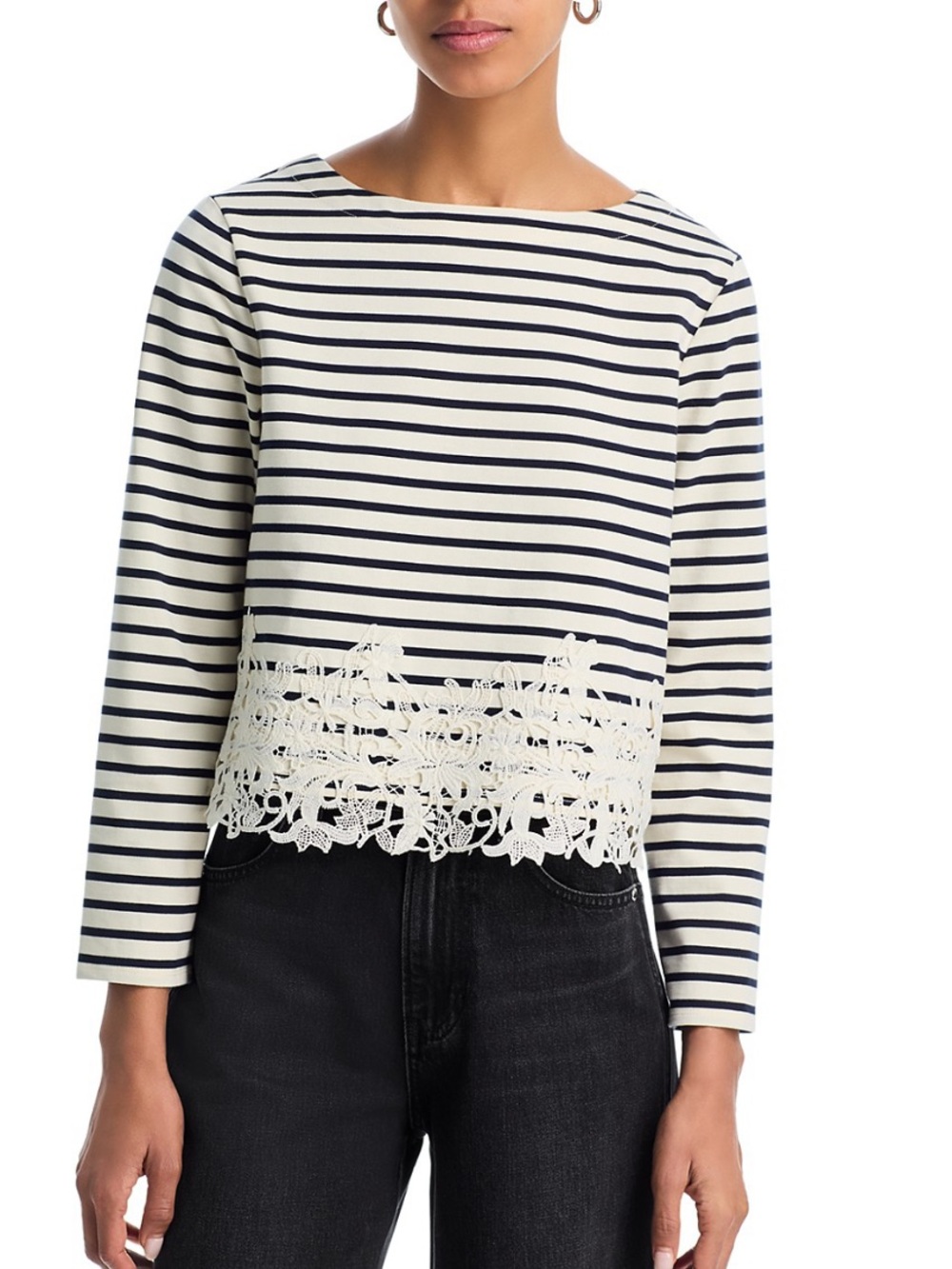 Veronica Beard Hovey Lace Trim Top